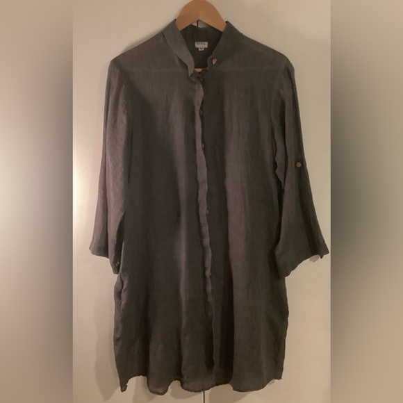 Cosmo’s Women's Sheer Grey Cotton Shirt. Long Button Up, Med - Picture 1 of 5